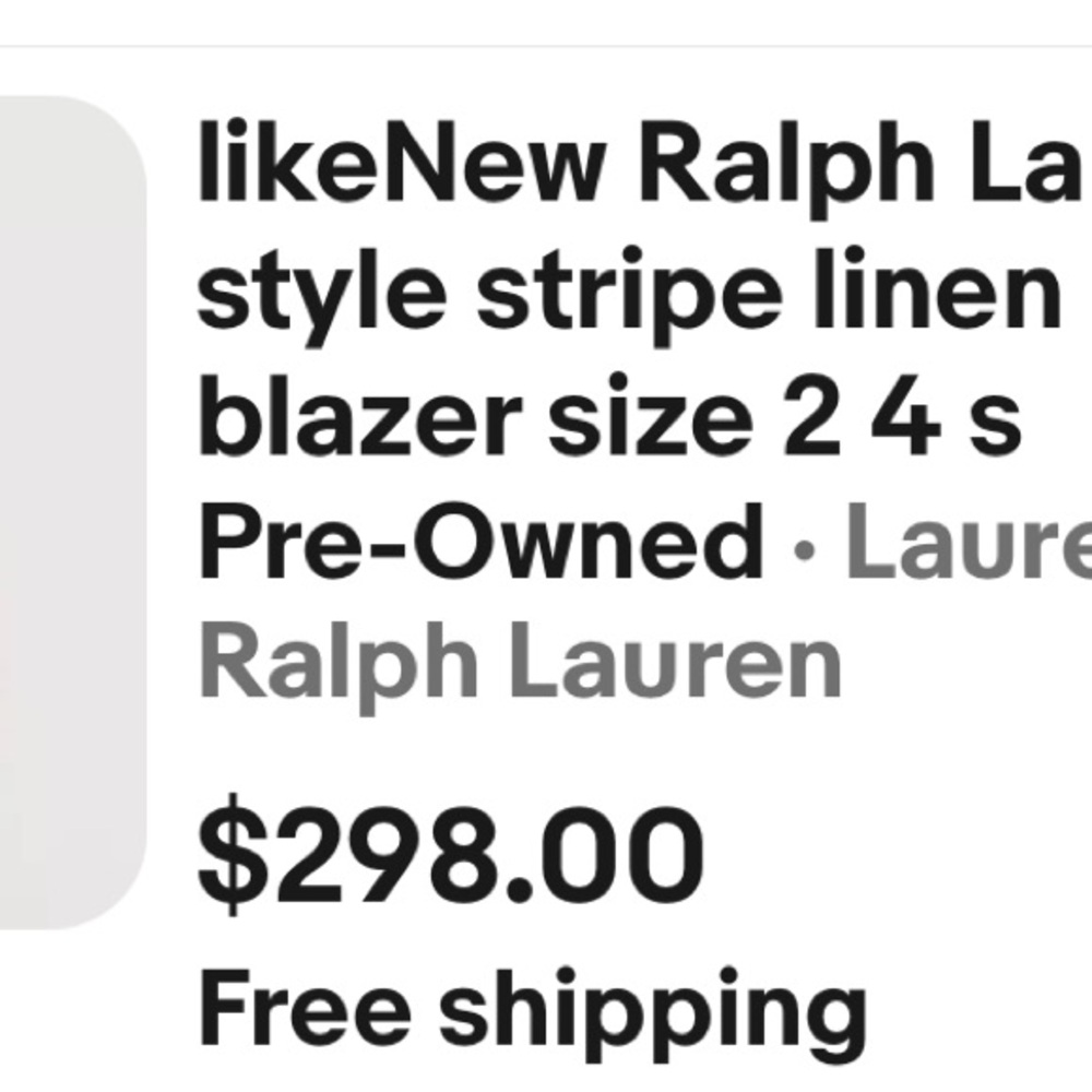 Ralph Lauren Cream Blazer with Navy Vertical Stripes. Size 12. New with tags - Picture 11 of 11